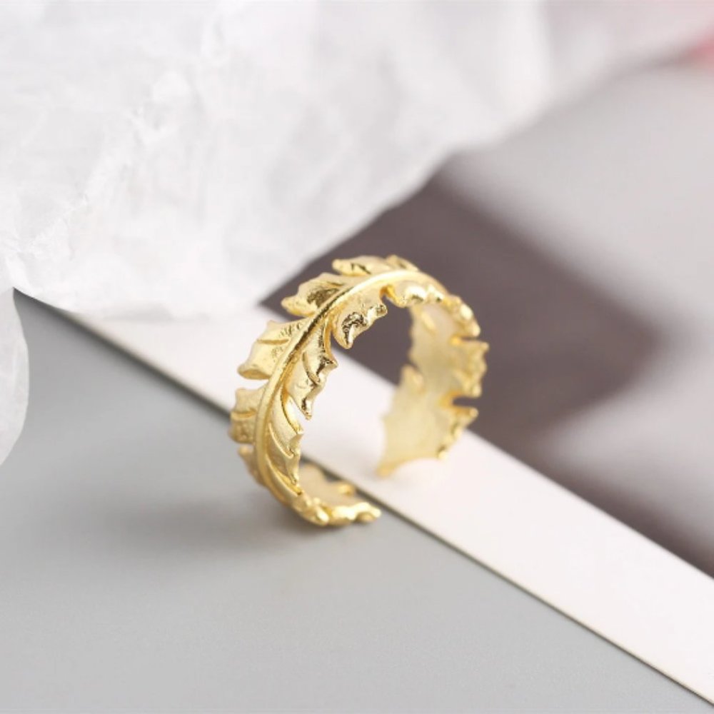 Gold Filled Feather Ring